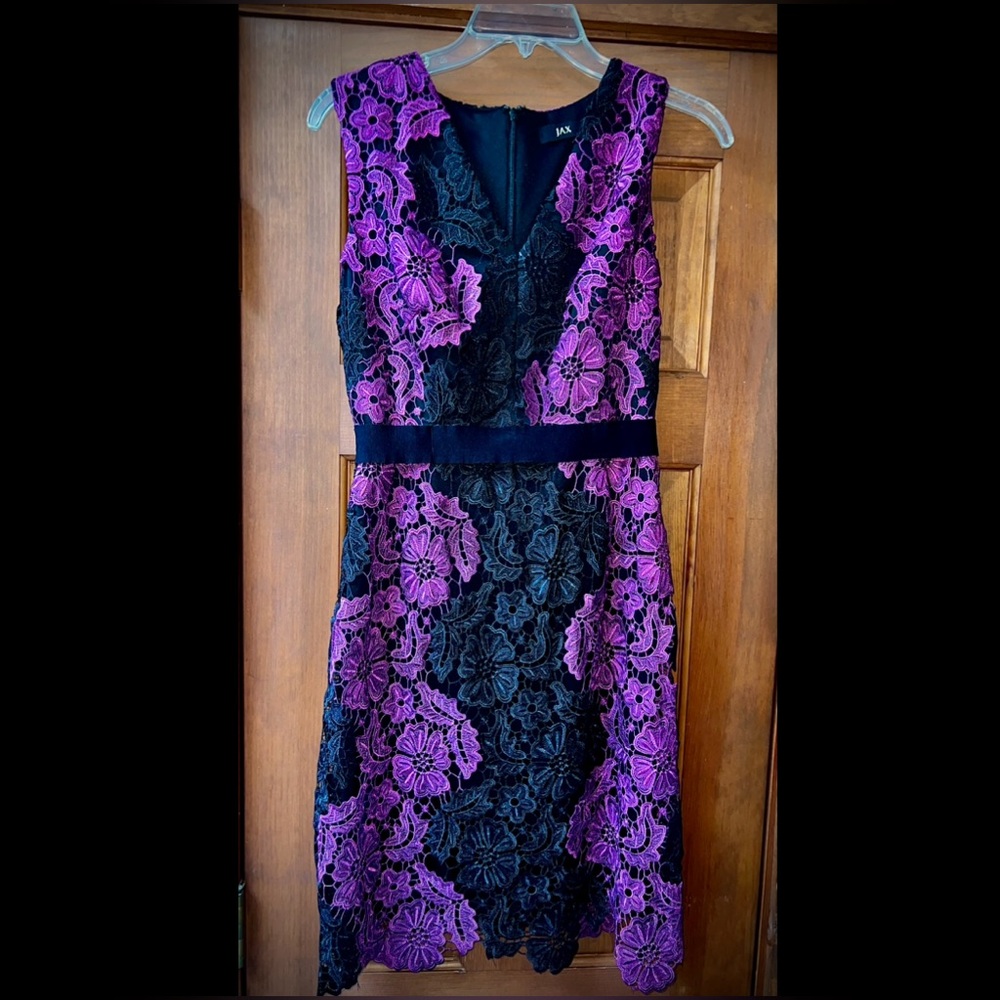 JAX black/purple lace cocktail dress